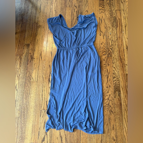 Torrid Super Soft Midi Dress Plus Size 00X / 12 Blue Stretchy Tie Waist Pockets - Picture 5 of 5